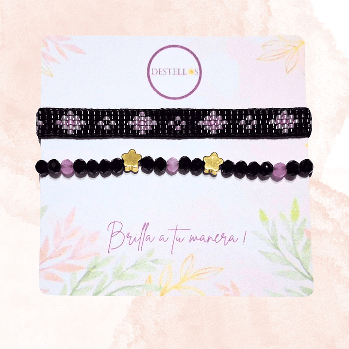 PULSERA DUO FLORES DE MEDIA NOCHE 3