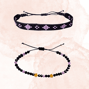 PULSERA DUO FLORES DE MEDIA NOCHE