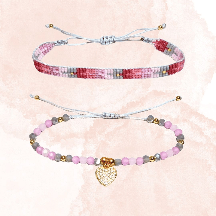 PULSERAS DUO CORAZON ROSÉ 1