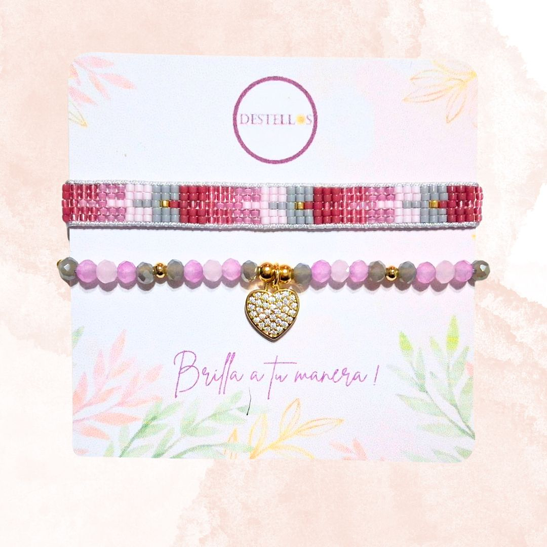 PULSERAS DUO CORAZON ROSÉ 3