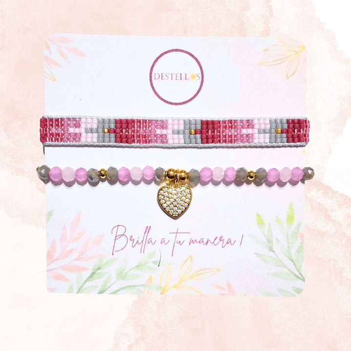 PULSERAS DUO CORAZON ROSÉ 3