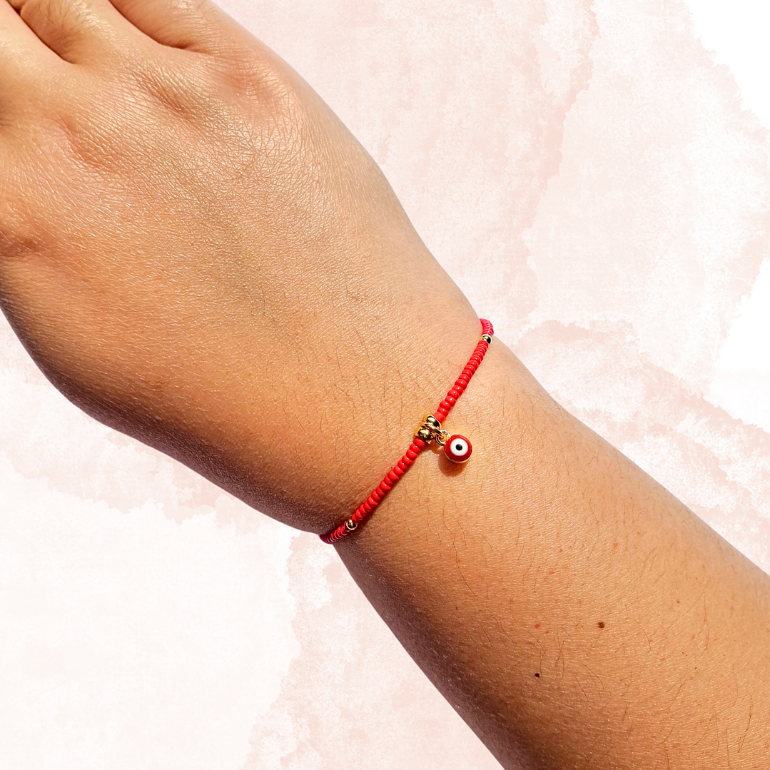 PULSERA PROTECCION   NAZAR ROJO ROCALLA 2