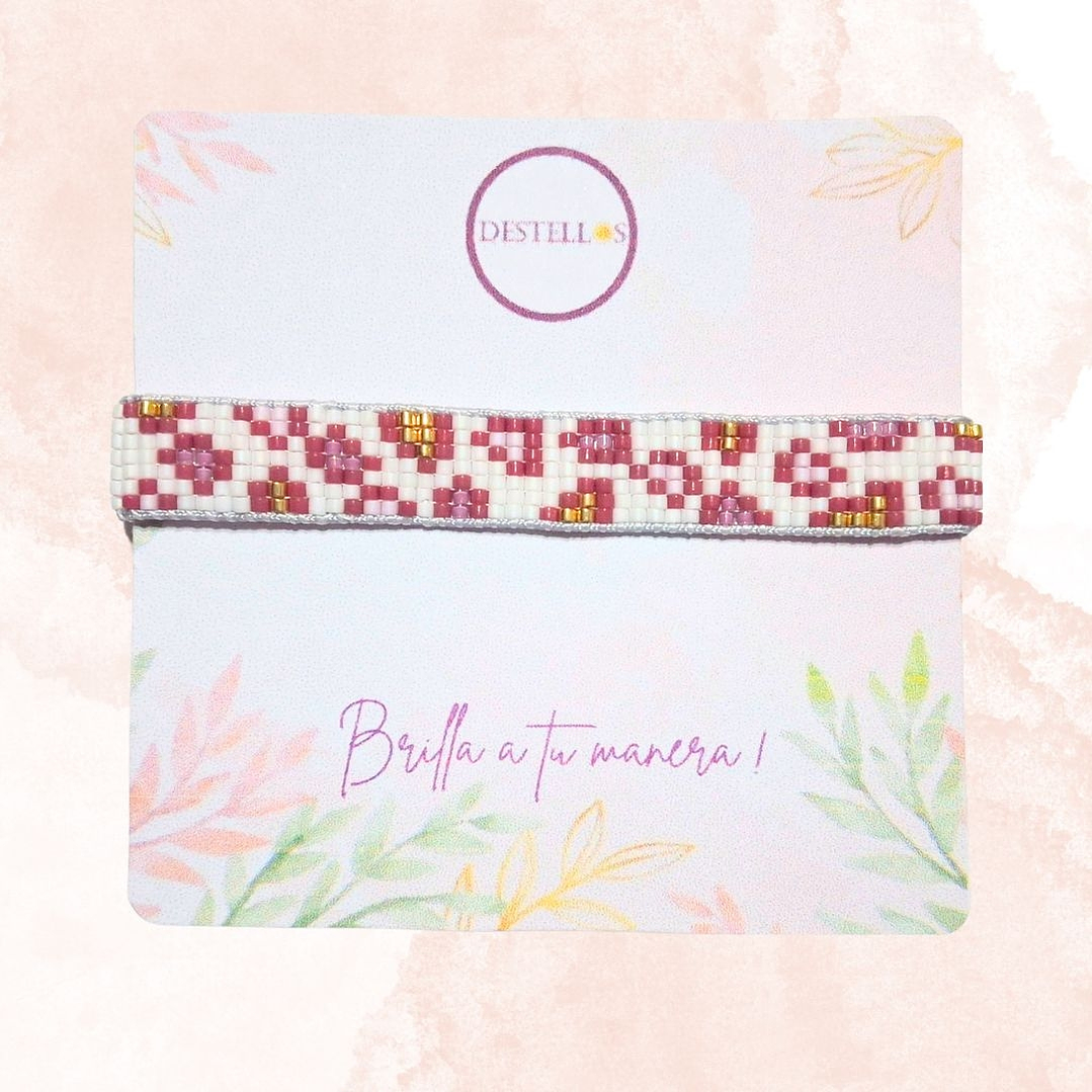 PULSERA LEOPARDO BLANCO Y ROSA 3