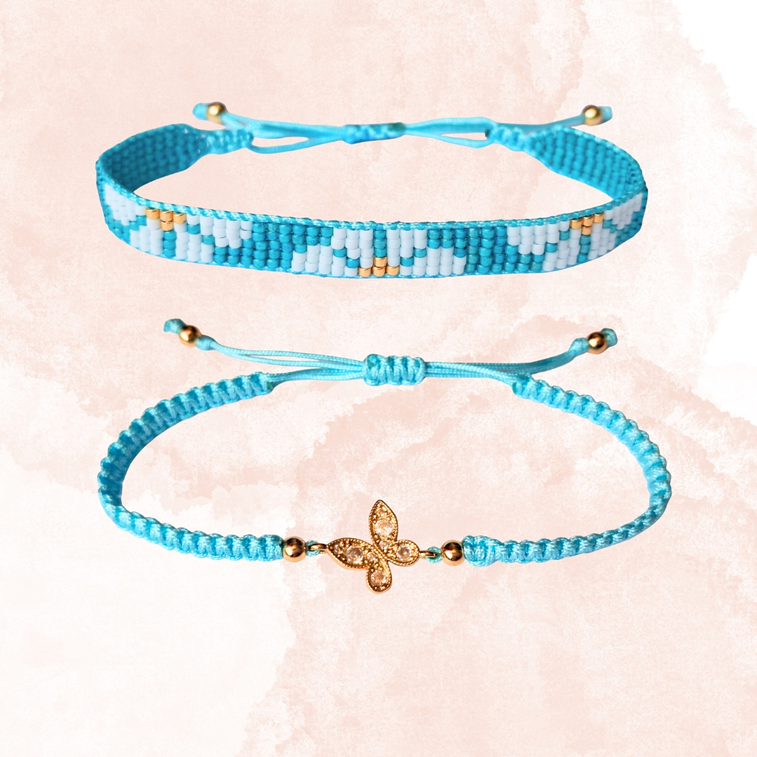 DUO PULSERAS MARGARITAS Y MARIPOSA 1