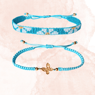 DUO PULSERAS MARGARITAS Y MARIPOSA