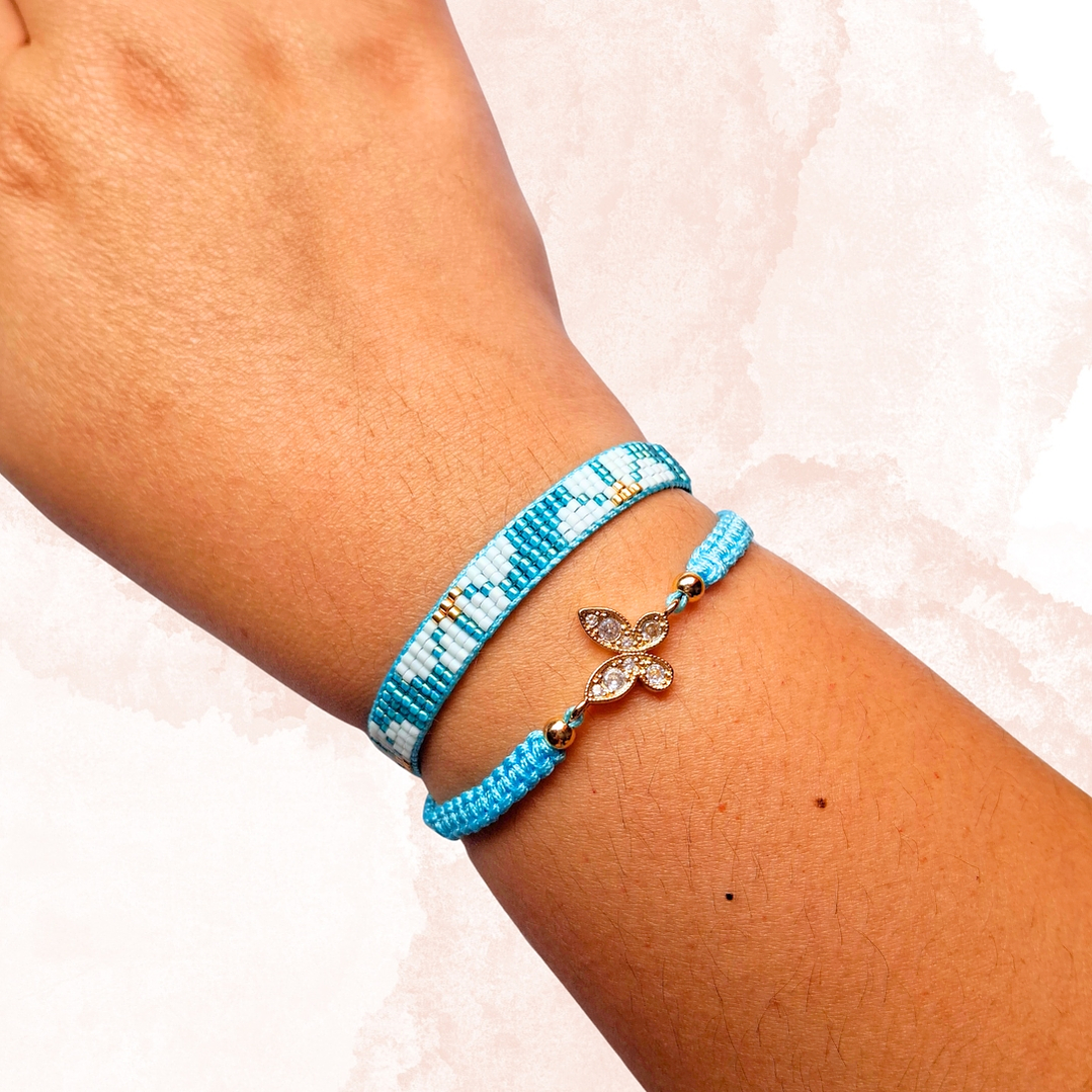DUO PULSERAS MARGARITAS Y MARIPOSA 2