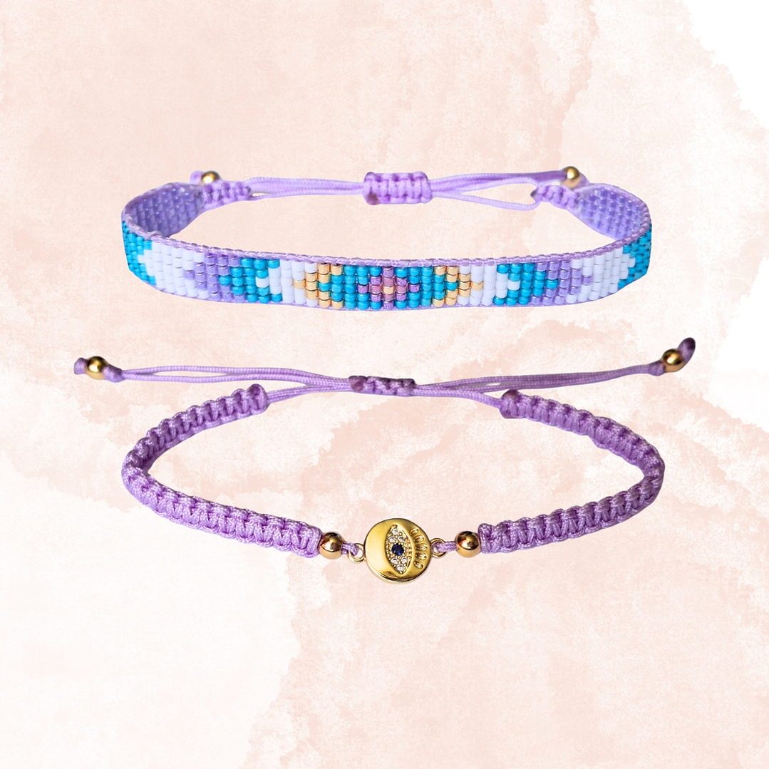 Pulseras dúo Protección lila 1