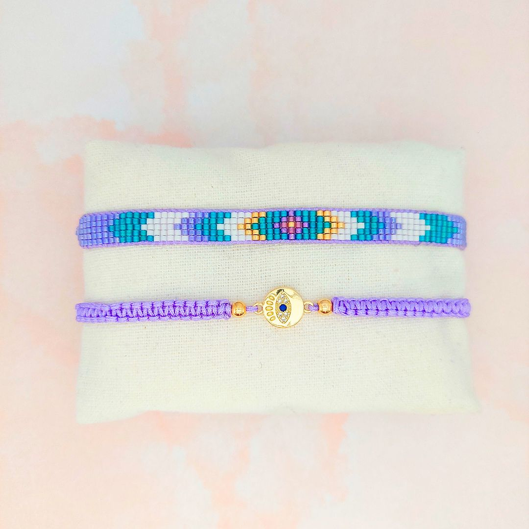 Pulseras dúo Protección lila 3