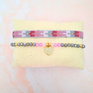 Pulseras dúo Corazón rosé