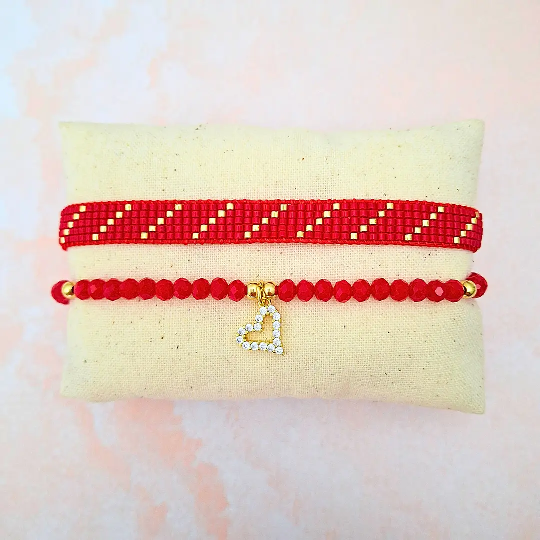 Pulseras dúo Amor Carmesí 1