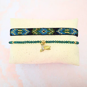 Pulseras dúo Visita de colibrí