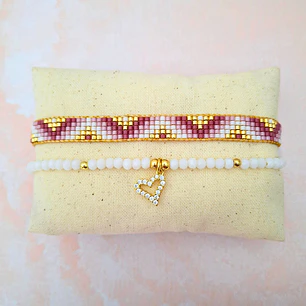 Pulseras dúo Geometría rosé