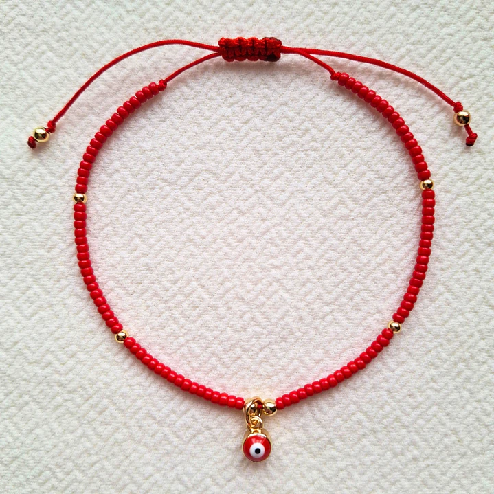 Pulsera Protección Ojo Turco Rojo Rocalla 2