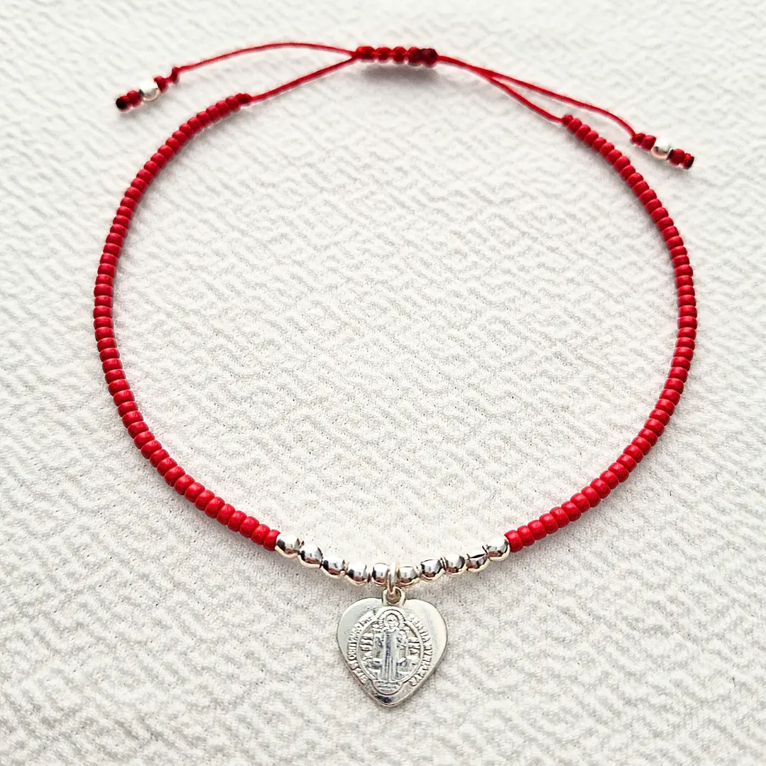 Pulsera Roja San Benito Corazón 3