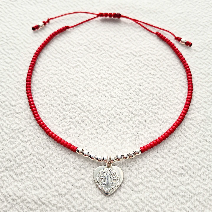Pulsera Roja San Benito Corazón 3
