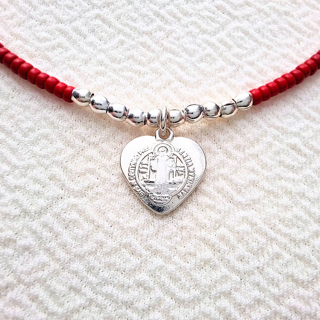 Pulsera Roja San Benito Corazón 1