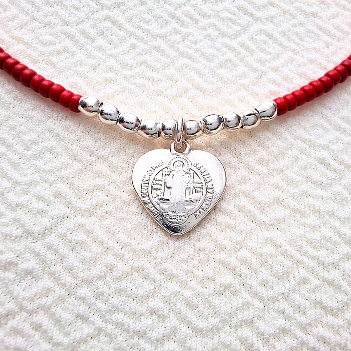 Pulsera Roja San Benito Corazón 1