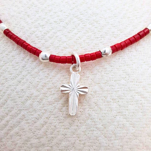 Pulsera Roja Denario Plateada
