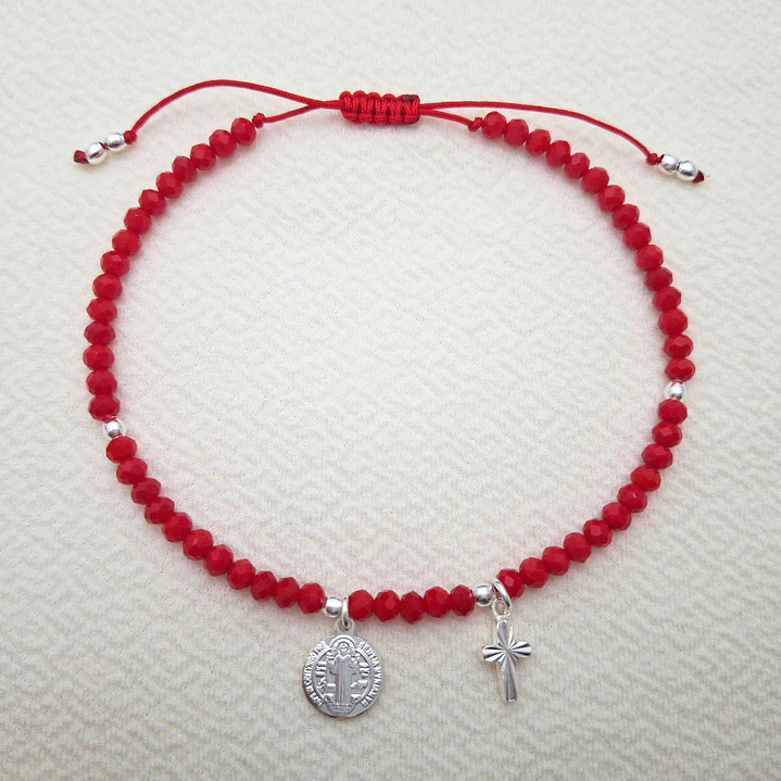 Pulsera San Benito y Cruz plateado 3