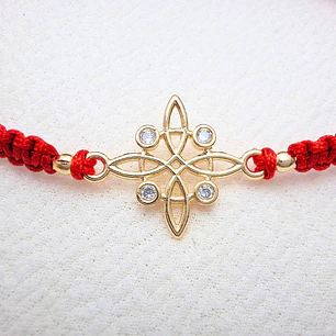 Pulsera Nudo de Bruja con zircones dorado