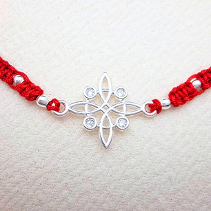 Pulsera Nudo de Bruja con zircones plateada
