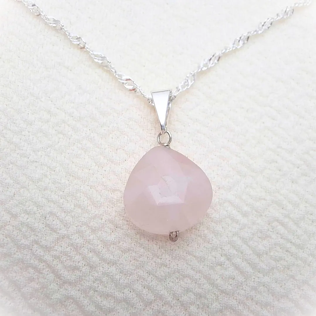 Collar Cuarzo Rosado Gota 1