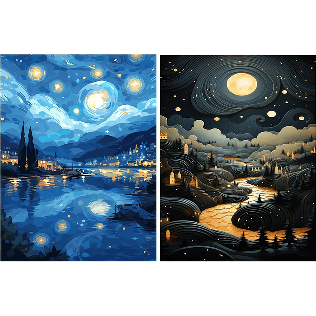 Kits De Pintura De Diamante 5d Diseño Van Gogh Dos Lienzos