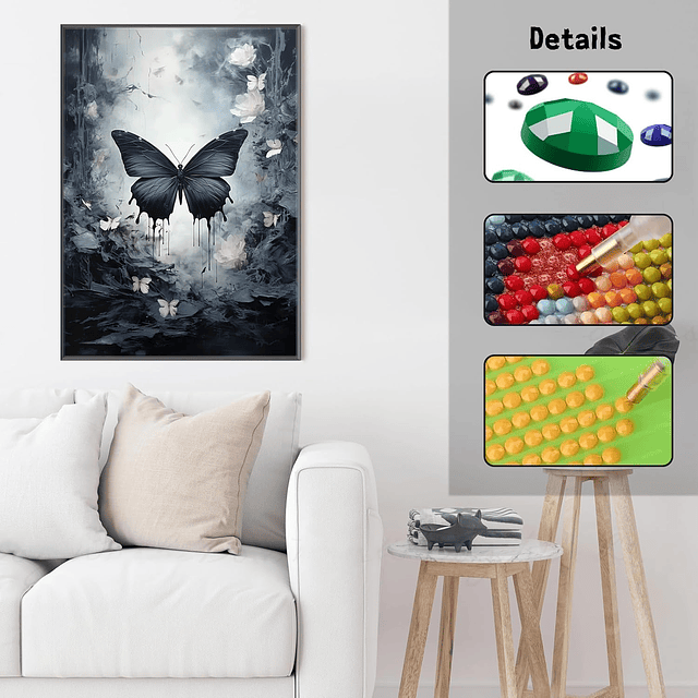 Kits De Pintura De Diamante 5d Diseño Mariposa 30x40 Cms
