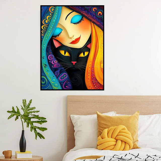 Kits De Pintura De Diamante 5d Diseño Gato 30 X 40 Cms
