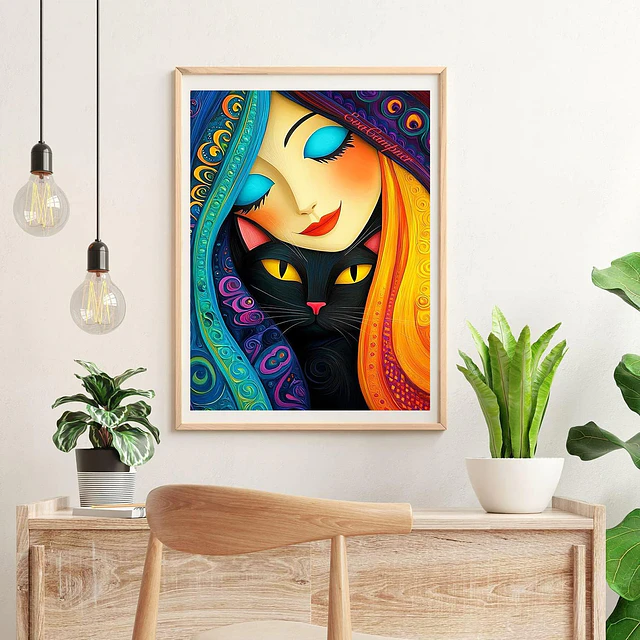 Kits De Pintura De Diamante 5d Diseño Gato 30 X 40 Cms