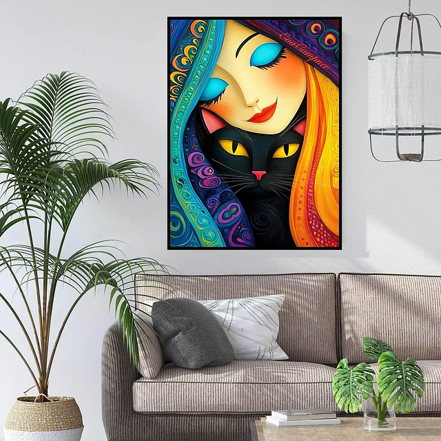 Kits De Pintura De Diamante 5d Diseño Gato 30 X 40 Cms