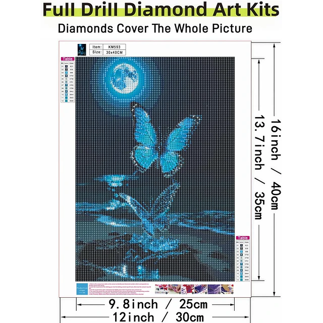 Kits De Pintura De Diamante 5d Diseño Mariposas 30x40 Cms
