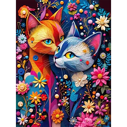 Kits De Pintura De Diamante 5d Gato Colorido 30x40 Cms