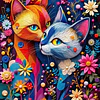 Kits De Pintura De Diamante 5d Gato Colorido 30x40 Cms