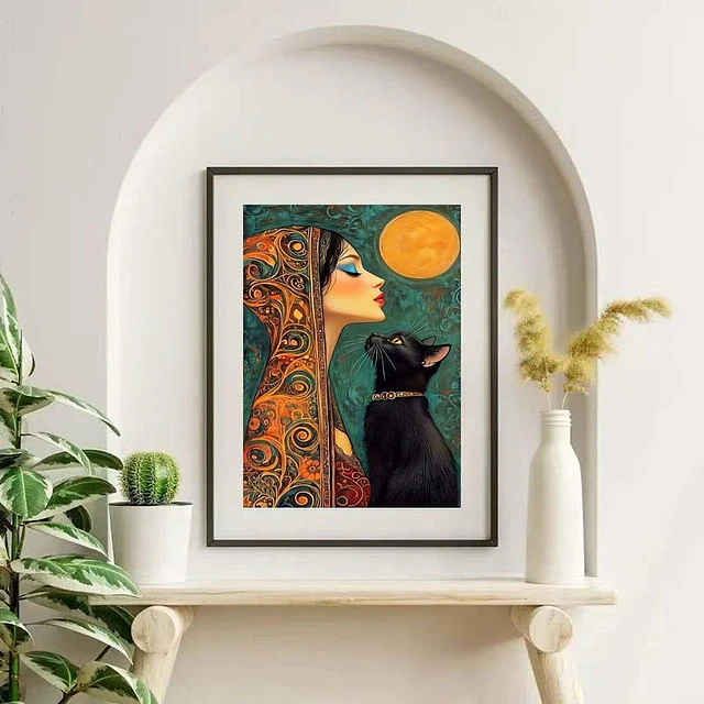 Kits De Pintura De Diamante 5d Diseño Gato 40x30 Cms