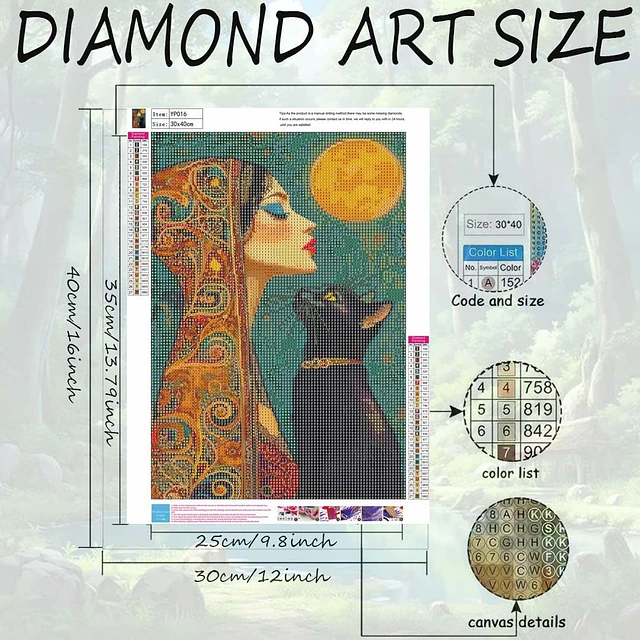 Kits De Pintura De Diamante 5d Diseño Gato 40x30 Cms