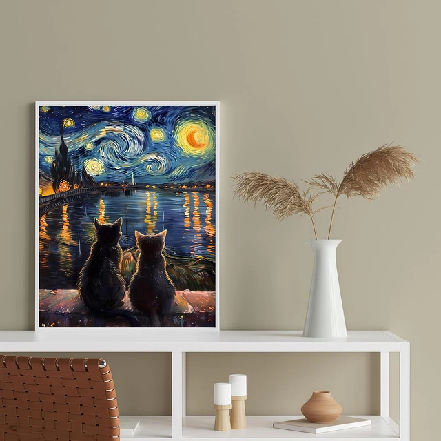 Kits De Pintura De Diamante 5d Diseño Gato Negro 30x40 Cms