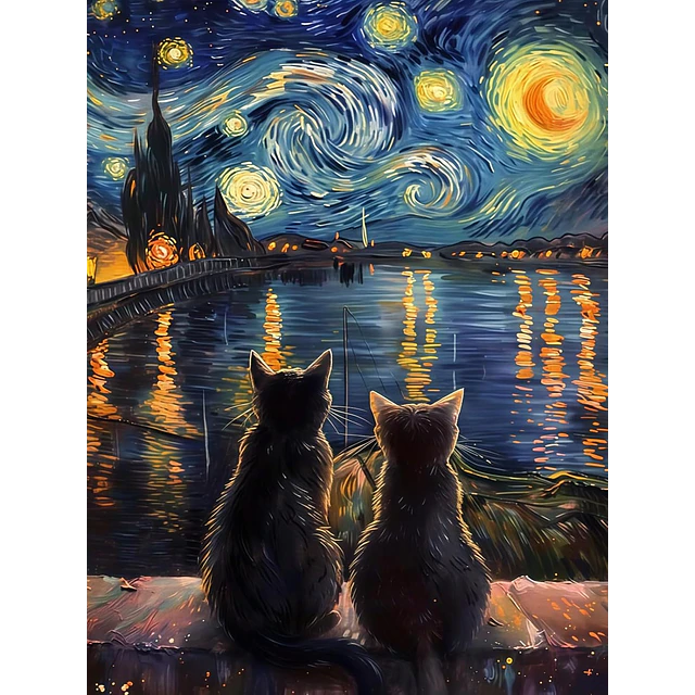 Kits De Pintura De Diamante 5d Diseño Gato Negro 30x40 Cms