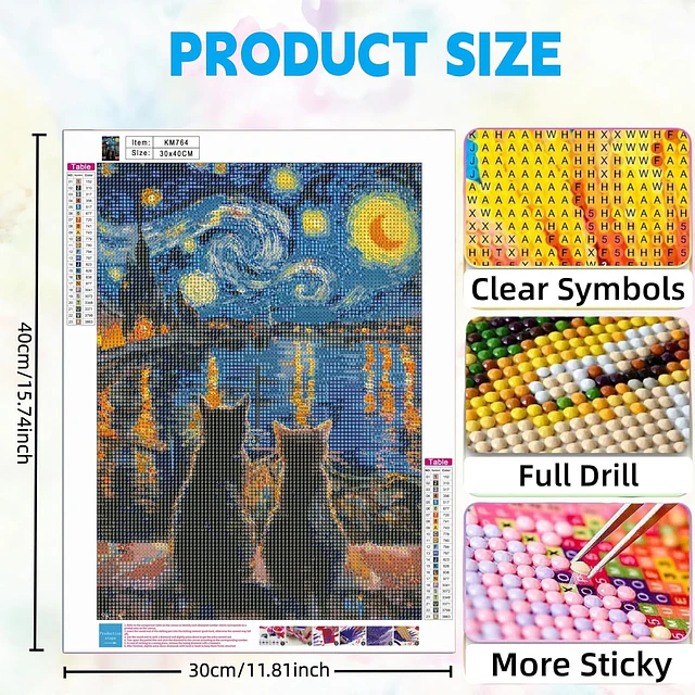 Kits De Pintura De Diamante 5d Diseño Gato Negro 30x40 Cms
