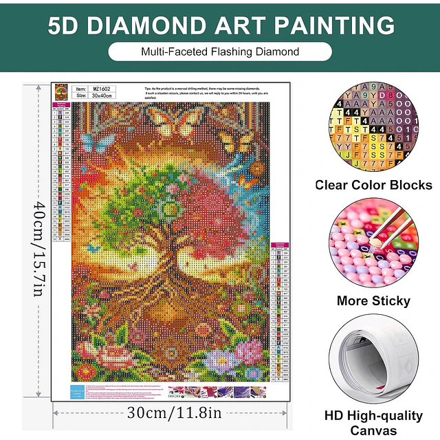 Kits De Pintura De Diamante 5d Diseño Arbol 30 X 40 Cm
