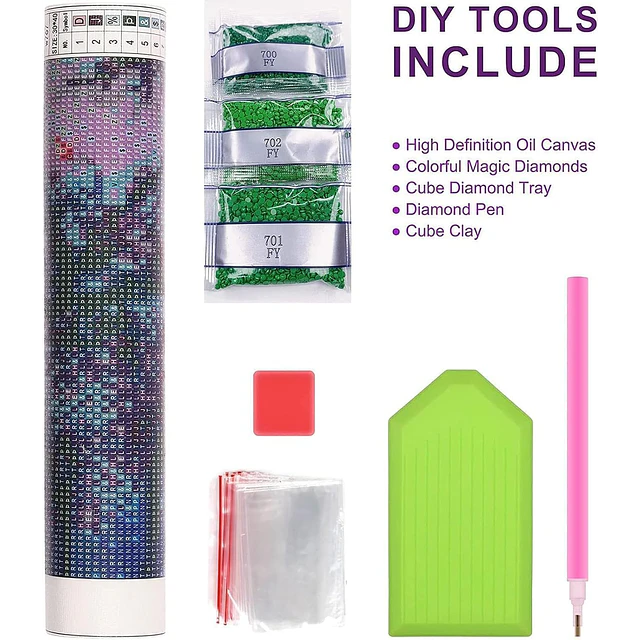 Kits De Pintura De Diamante 5d Diseño Luna Llena 30x40 Cms