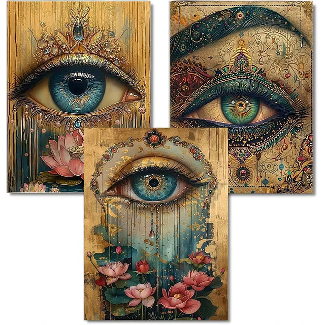 Kits De Pintura De Diamante 5d Diseño Ojo 3 Unidades 30x40cm