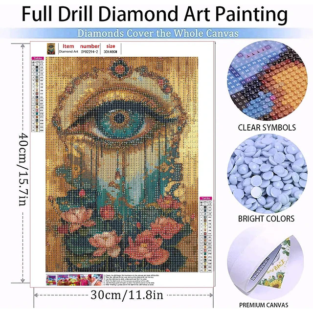Kits De Pintura De Diamante 5d Diseño Ojo 3 Unidades 30x40cm