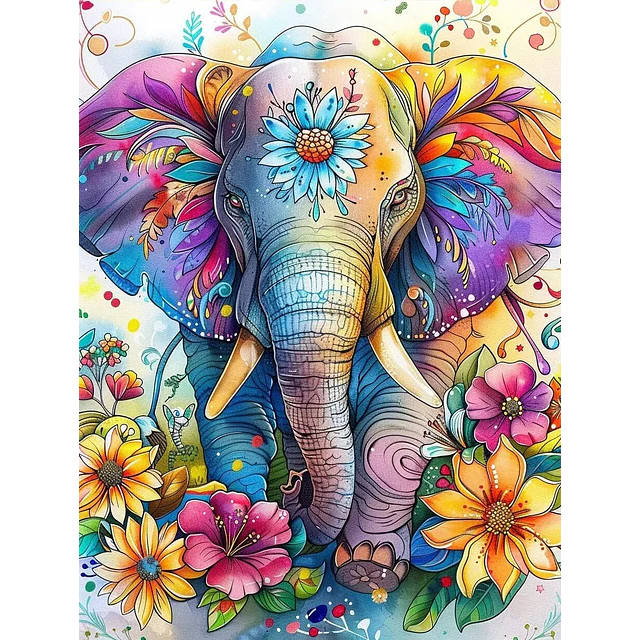 Kits De Pintura De Diamante 5d Diseño Elefante 30x20cms