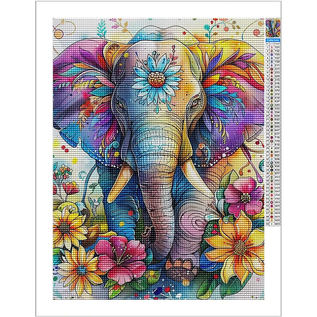 Kits De Pintura De Diamante 5d Diseño Elefante 30x20cms