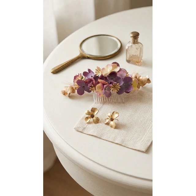 TOCADO FLORAL GUINDA GOLD