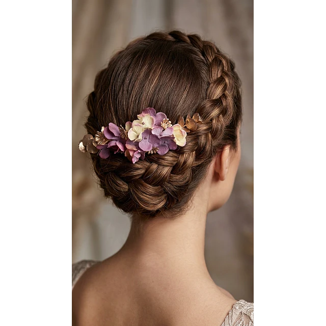 TOCADO FLORAL GUINDA GOLD
