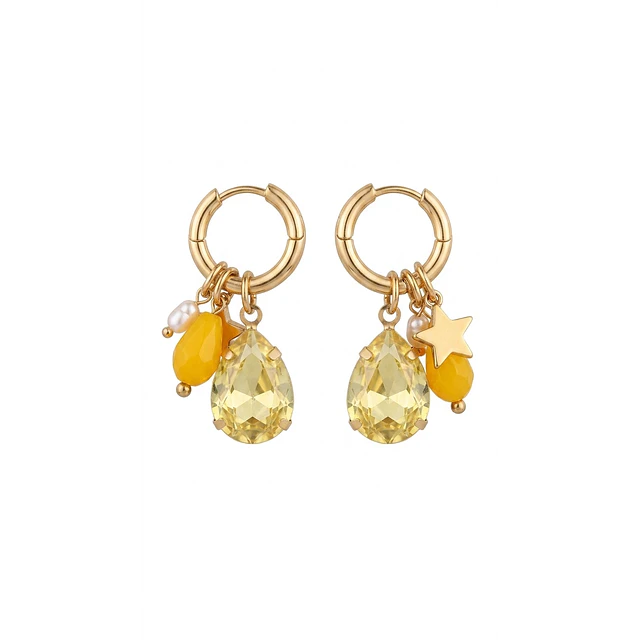 ARGOLLA CON PIEDRAS AMARILLO