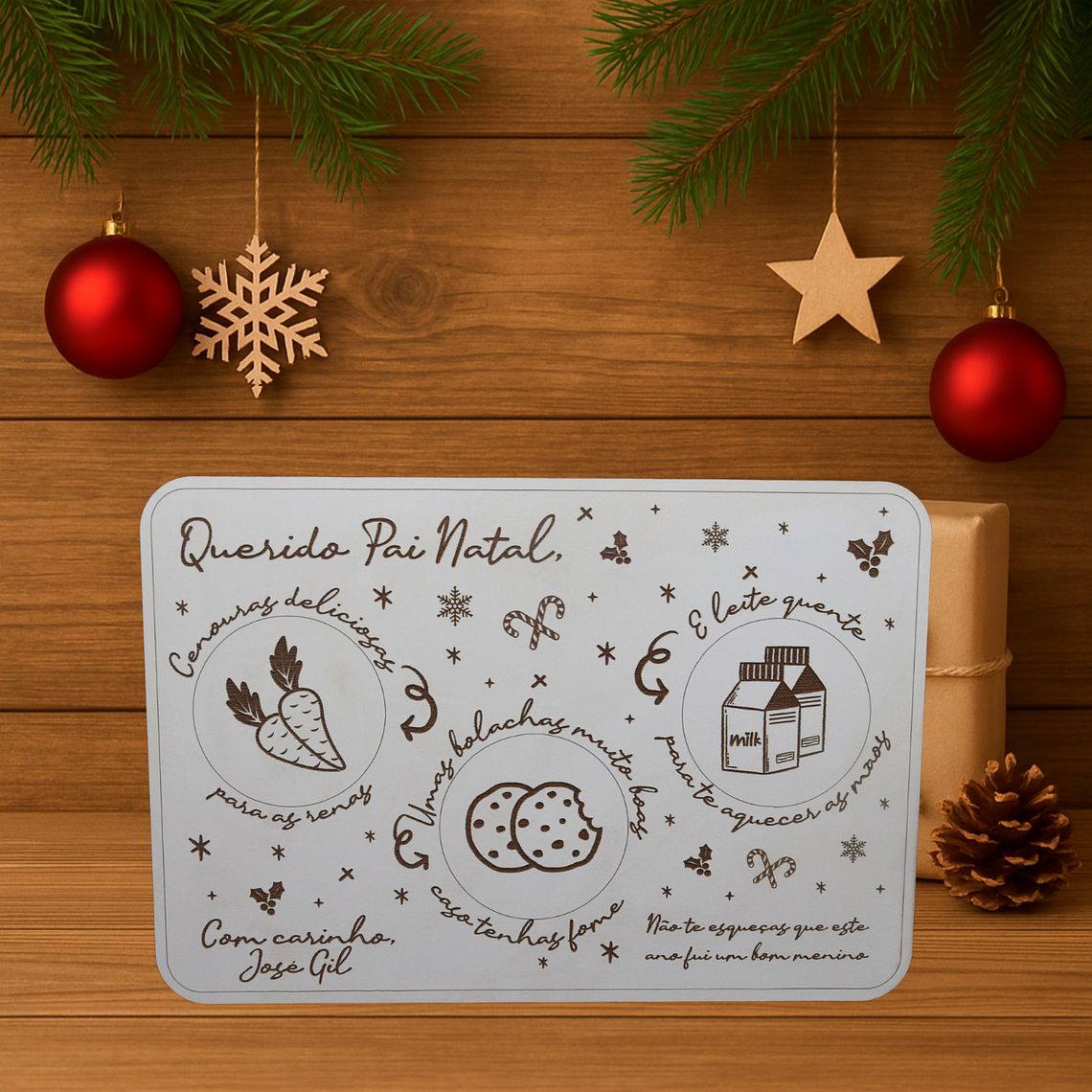 Tabuleiro de Natal para Bolachas e Leite do Pai Natal 1