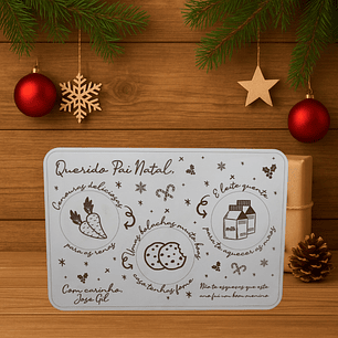 Tabuleiro de Natal para Bolachas e Leite do Pai Natal